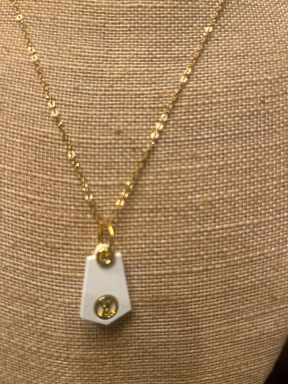 Gold Chain Necklace with White Pendant - Picture 8 of 10